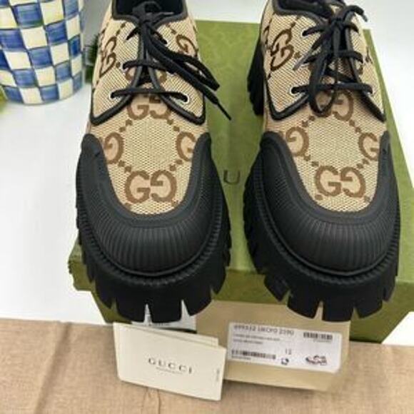 Men’s Gucci, maxi GG Supreme canvas loafers size 12 made in Italy - Picture 7 of 9